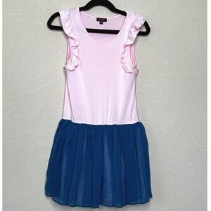 Imoga Pink Ruffle Dress with Blue tulle Skirt Size 6